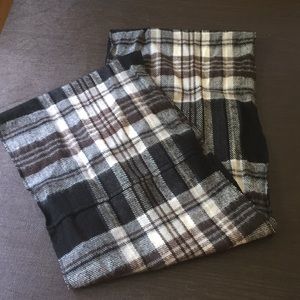 Black, brown and cream colored infinity scarf